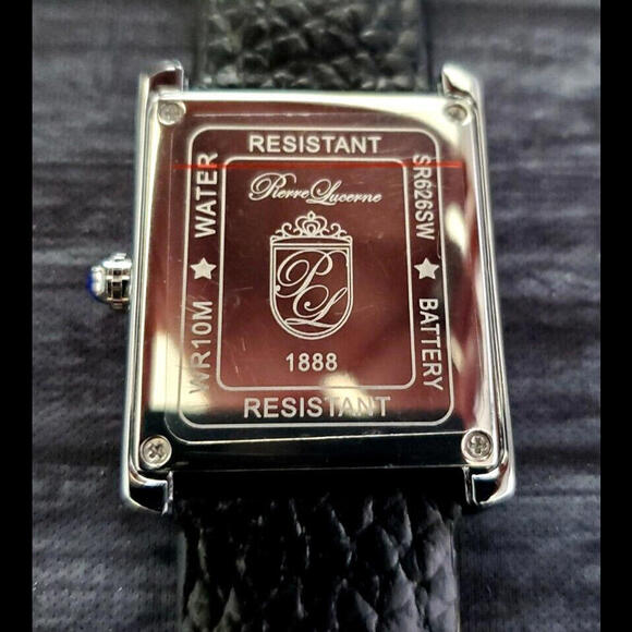 Pierre Lucerne Swiss Inspired 1888 Mens Tank Watch Black - Picture 9 of 14